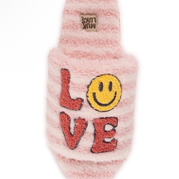 Muk Luks Shoes - MUK LUKS Womens Slip On slippers Size M 7-8 Faux Fur Smiley Face Memory Foam New
